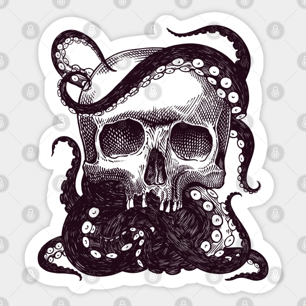 Kraken Skull Sticker by machmigo